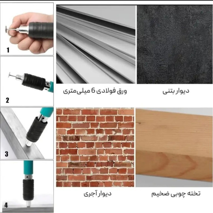 میخکوب چاشنی خور دستی مدل RED HIT اصلی اورجینال مجموعه کامل وارداتی / مدل پرقدرت صنعتی / دستکش دار + میخ باروتی