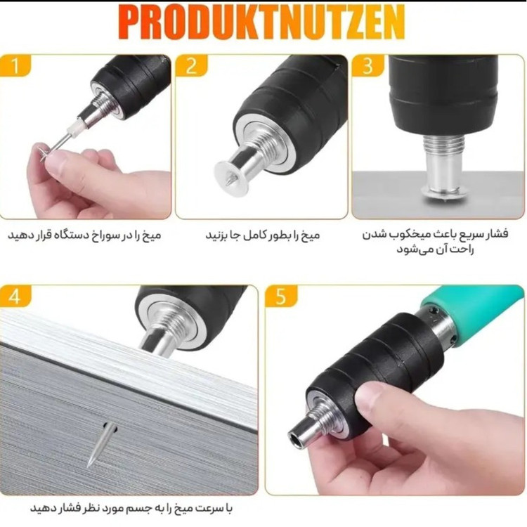 میخکوب چاشنی خور دستی مدل RED HIT اصلی اورجینال مجموعه کامل وارداتی / مدل پرقدرت صنعتی / دستکش دار + میخ باروتی